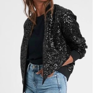 Banana Republic Sequin Cropped Bomber Jacket